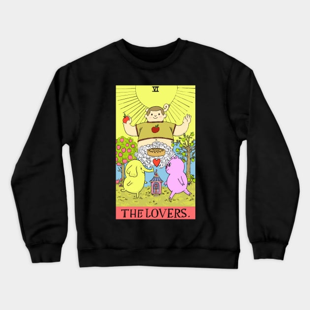 Tree Trunks & Mr Pig as The Lovers Tarot Crewneck Sweatshirt by sadnettles